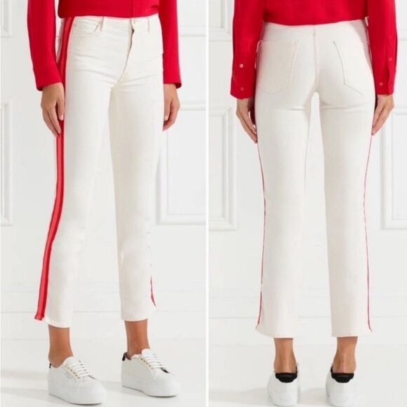 Mother The Mid Rise Dazzler Ankle Crop Whipping The Cream Pink Racer 24 - Picture 1 of 14